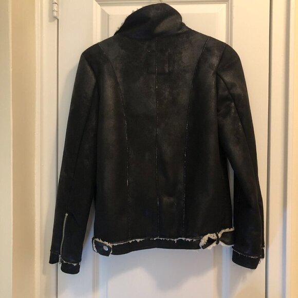 Dylan Suede Jacket with Sherpa Interior Black/Cream Size XS - Picture 7 of 11